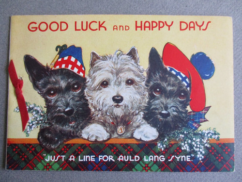 Vintage christmas card scottie - vintage,