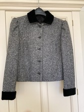 Women’s Size 16 Grey ALEXON 100% Wool Short Jacket With Black Collar & Cuffs