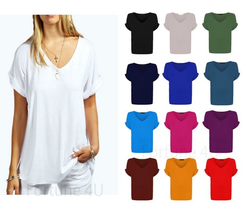 Women baggy fit neck turn - fit, v