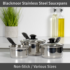 Blackmoor Stainless Steel Saucepans / Suitable for Induction, Electric, Gas Hobs