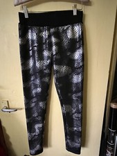 Plush Fleece Lined Snakeskin  Metallic Print Warm Leggings UK 12/14
