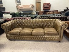 Chesterfield Tan Real Leather Four Seater Sofa