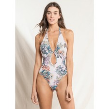 Maaji Jacobean Maia Plunge Floral Paisley Print Reversible One Piece Swimsuit M
