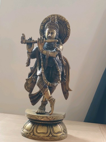 Brass krishna statuette heavy - brass,