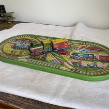 Vintage Technofix Wind Up Tinplate Toy Train Set