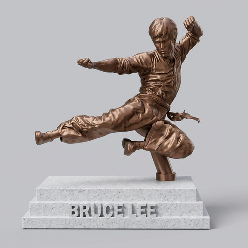 Bruce lee flying kick statue - lee,