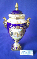 Coalport Twin Rams Head Handled Pedestal Covered Vase Clarence House M, Pinter