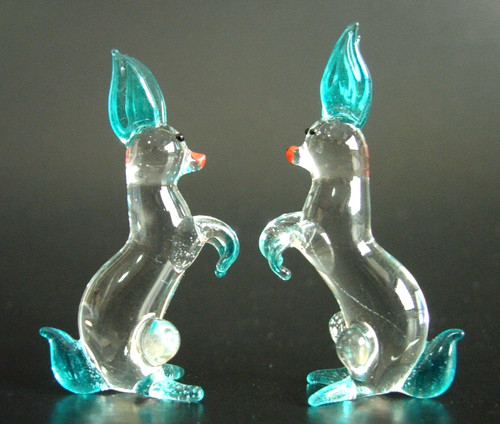 Tiny glass rabbits - tiny,