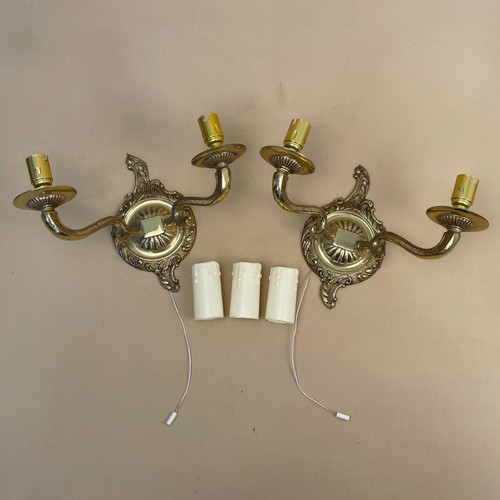 Pair antique wall lights - of,