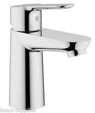 GROHE BauEdge Single Lever Mono Basin Mixer Tap 23330000 Chrome with Flexi Hoses