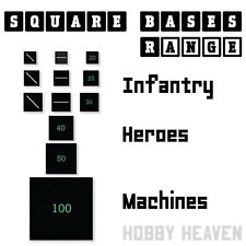 Wargaming Square Bases Full Range 20mm 25mm 30mm 40mm 50mm 100mm Tabletop Games