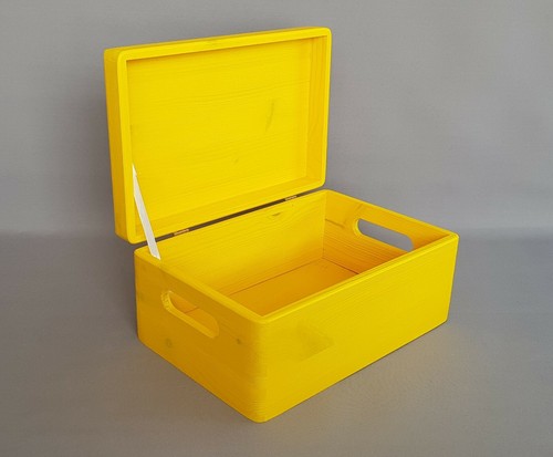 Yellow wooden storage box - wooden,
