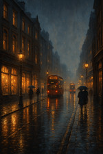 London Rainy Night Reflections