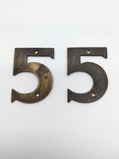 Vintage Brass Door Numbers '55' Original Patina