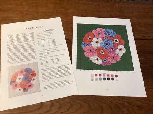Anemones coloured cross stitch - anemones,