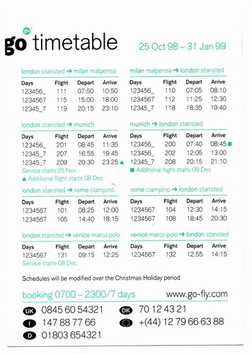 System airline timetable 25 - go,