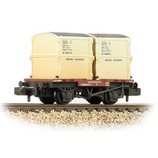 N Gauge Graham Farish Conflat Wagon BR Bauxite Early With BR White AF Containers