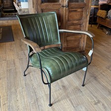 Rustic Green Leather Armchair