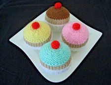Hand knitted cupcakes toy - knitted,