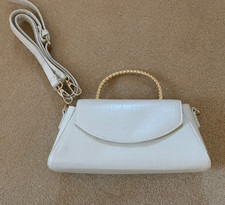 Primark - Cream - Crocodile Pattern, Gold Coloured Handle Bag - Width