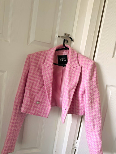 Zara pink tweed houndstooth - zara,