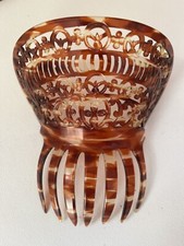 Vintage Large Spanish Art Deco Peineta Hair Comb Ornate tortoise shell style