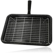 Single Handle Enamelled Grill Pan & Rack for BOMPANI SPINFLO Caravan Oven Cooker