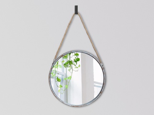 Industrial wall mirror - wall, silver