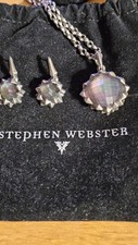 Stephen Webster Necklace and matching Earrings Super Stud Design Grey Quartz