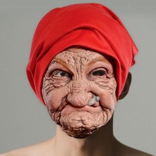 Old Woman Head Mask Party
