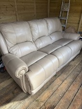 Leather Recliner Sofa Cream Beige Dfs Settee Couch 3 Seater Not Black Grey Great