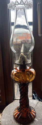 Art nouveau oil lamp brown - art,