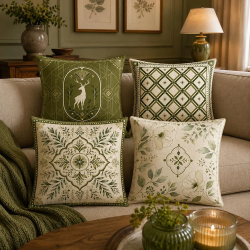Olive green pillow - olive, set