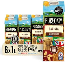 Glebe Farm Gluten Free PureOaty, Barista Grade, No Sugar, 1 l (Pack of 6) 