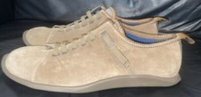 MENS SIZE UK 10.5 EU 45 BEIGE ELASTICATED LACE SUEDE FLATS CAMPERS