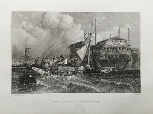 1836 antique print portsmouth - print:,