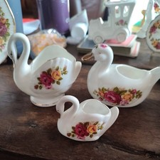 Vintage Fine Bone China Cottage Rose Duck and swans