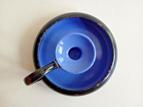 Vintage enamel chamberstick - vintage,