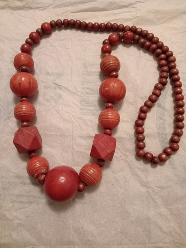 Vintage boho hippy chunky - chunky, red
