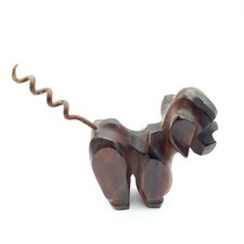 Carved Wooden Dog Corkscrew Wood French Poodle Vintage / Antique 