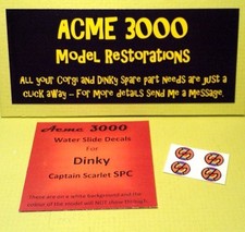 Gerry Anderson Captain Scarlet Repro Dinky SPC 103 Water Slide Decal Transfers
