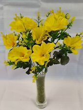Artificial Flowers Plants Daffodil Bouquet Bunch Ferns Grass Ivy Foliage Leaf