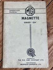 MG Magnette Series "ZA" Operation Manual - Good Condition