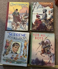 4 x Various Vintage Boys Annuals Bundle 2 Chatterbox Supreme Book & For All Boys