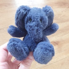 Jellycat Tiny Poppet Elephant Navy Blue Soft Toy Plush Comforter NO LABEL