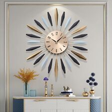 55CM Large Silent Metal Living Room Wall Clock Colorful Sunburst Starburst Clock
