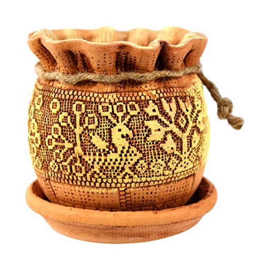 Brown ceramic planter clay - planter,