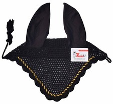 Horse Ear Bonnet Fly Veil Crochet Net Mask Hood Fancy Equestrian Tack by ZAINEE