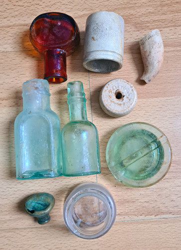 Mixed vintage glass bottle - mixed,