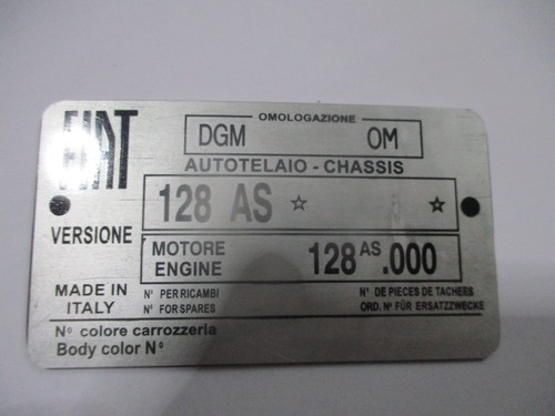 Nameplate plate tipo fiat - id,